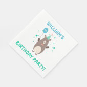 バルーン式の誕生日パーティーが開催されたかわいいクマ スタンダードランチョンナプキン (角)