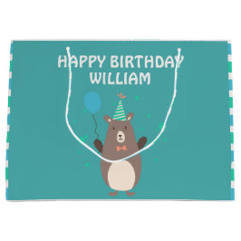 バルーン式の誕生日パーティーが開催されたかわいいクマ ラージペーパーバッグ