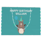 バルーン式の誕生日パーティーが開催されたかわいいクマ ラージペーパーバッグ (裏面)