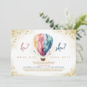 バルーン彼または彼女が赤ちゃんシャワーを明かす 招待状 (スタンド正面)
