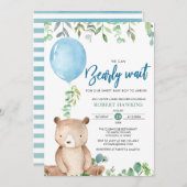 バルーン我々はbearly待つことができテディベア赤ちゃんシャワー 招待状 (正面/裏面)