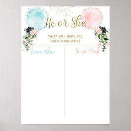 バルーン投票、ベビーガールまたは男の子ポスターをキャスト ポスター