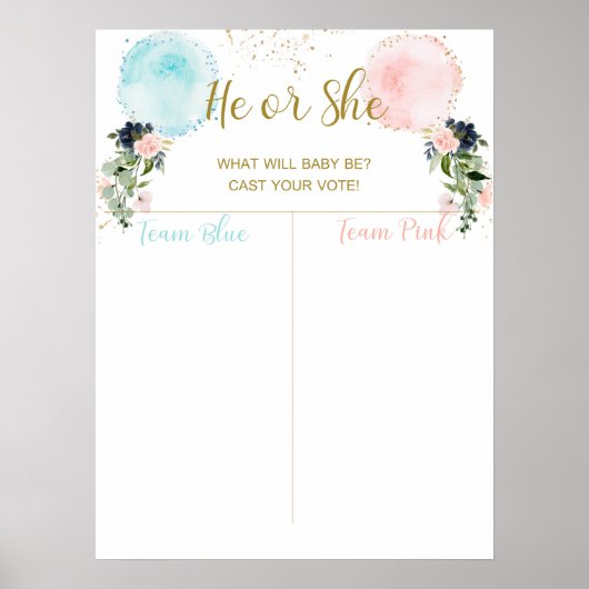 バルーン投票、ベビーガールまたは男の子ポスターをキャスト ポスター (正面)
