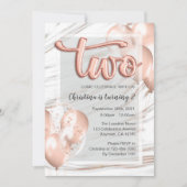 バルーン文字マーブルバラ金ゴールド2nd誕生日 招待状 (正面)