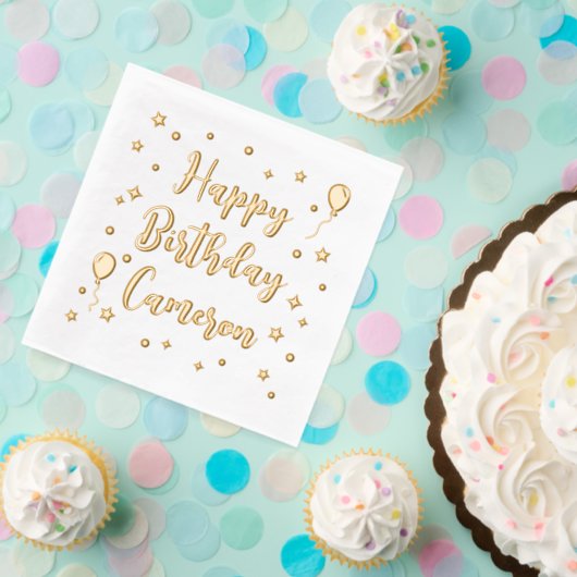 バルーン星紙吹雪ハッピーバースデー名 箔ナプキン (インサイチュ (パーティー))