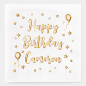 バルーン星紙吹雪ハッピーバースデー名 箔ナプキン (正面)