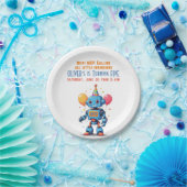 バルーン水彩付きロボットテーマ ペーパープレート (パーティー)