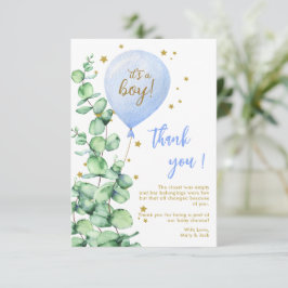 バルーン男の子のシャワーありがとう サンキューカード