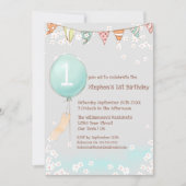 バルーン男の赤ちゃん1st Birthday 招待状 (正面)