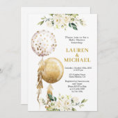 バルーン男女兼用ベビーシャワー招待状 招待状 (正面/裏面)