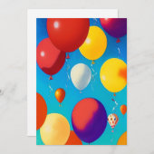 バルーン祝カラフルフラットカード サンキューカード (正面/裏面)
