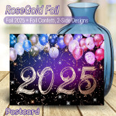 バルーン紙吹雪ハッピー新年エレガントバラ金ゴールド 箔シーズンポストカード