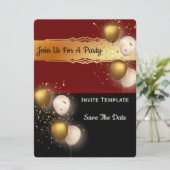 バルーン紙吹雪日付を保存する – パーティー 招待状 (スタンド正面)