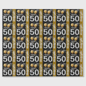 バルーン紙吹雪50番目の誕生日黒金ゴールドK96Z ラッピングペーパー (フラット)