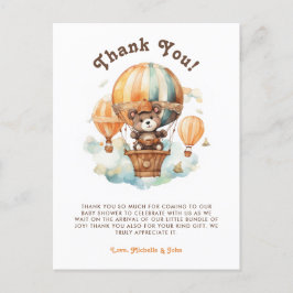 バルーン素朴付き可愛いクマ赤ちゃんシャワー ポストカード