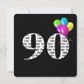 バルーン装飾でお祝いする90歳の誕生日パーティー 招待状 (正面)
