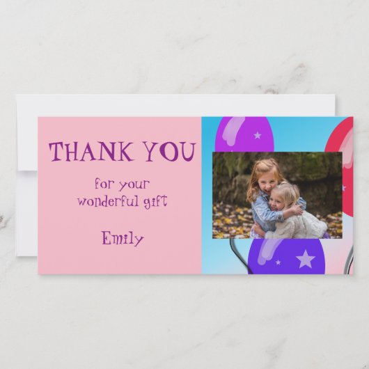 バルーン誕生日ありがとう写真 サンキューカード (正面)