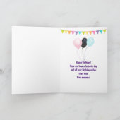 バルーン誕生日を保持したフローティングバニー カード (内部)