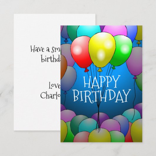 バルーン誕生日カード (正面/裏面)