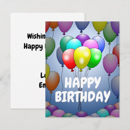 バルーン誕生日カード (正面/裏面)