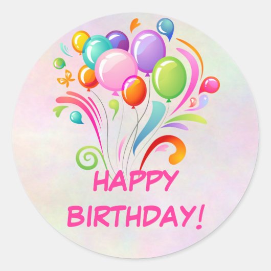 バルーン誕生日シール ラウンドシール (正面)