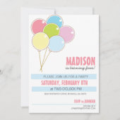 バルーン誕生日パーティーの子どもの招待状 招待状 (正面)