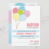バルーン誕生日パーティーの子どもの招待状 招待状 (正面/裏面)