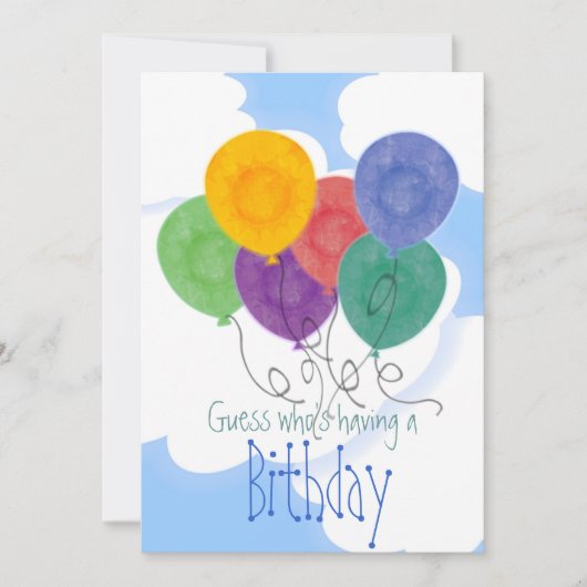 バルーン誕生日パーティーの招待 招待状 (正面)