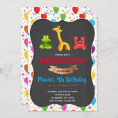 バルーン誕生日パーティーの招待 招待状 (正面/裏面)