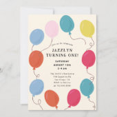 バルーン誕生日パーティーの招待 招待状 (正面)