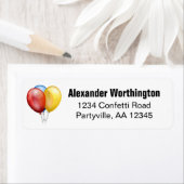 バルーン誕生日ブラックアドレス ラベル (インサイチュ)