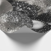 バルーン誕生日ブラックシルバーグリッターパーティー ラッピングペーパー (角)