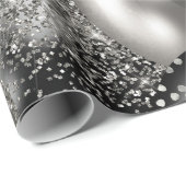 バルーン誕生日ブラックシルバーグリッターパーティー ラッピングペーパー (ロールコーナー)