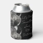 バルーン誕生日ブラックシルバーグリッターパーティー 缶クーラー (缶正面)