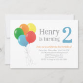 バルーン誕生日招待状クラシックパーティー 招待状 (正面)