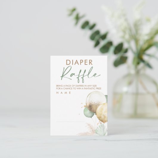 バルーン赤ちゃんシャワーおむつラッフルチケット エンクロージャーカード (スタンド正面)