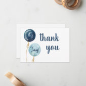 バルーン赤ちゃんシャワー男の子ツインサンキューノートカード ノートカード (正面/裏面インサイチュ)