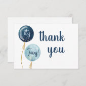 バルーン赤ちゃんシャワー男の子ツインサンキューノートカード ノートカード (正面/裏面)