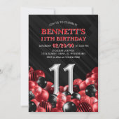 バルーン赤11誕生日 招待状 (正面)