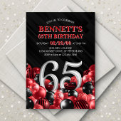 バルーン赤65h誕生日 招待状