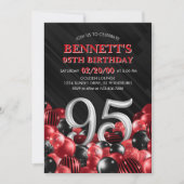 バルーン赤95誕生日 招待状 (正面)