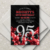 バルーン赤95誕生日 招待状