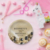 バルーン金ゴールド誕生日 ペーパープレート (パーティー)
