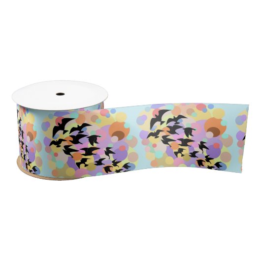 バルーン飛んでいると鳥のリボン サテンリボン (リール)