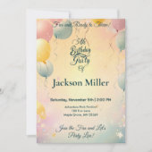 バルーン魅力的誕生日 – かわいい鳥の赤バルーン 招待状 (正面)