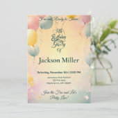 バルーン魅力的誕生日 – かわいい鳥の赤バルーン 招待状 (スタンド正面)