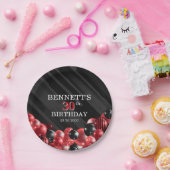 バルーン黒い赤い誕生日 ペーパープレート (パーティー)