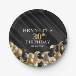 バルーン黒金ゴールド誕生日 ペーパープレート