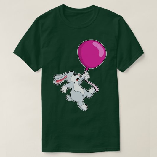 バルーン2付きウサギ Tシャツ (デザイン正面)