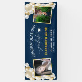 バルーン2写真青色おめでとう卒業  横断幕 (縦)